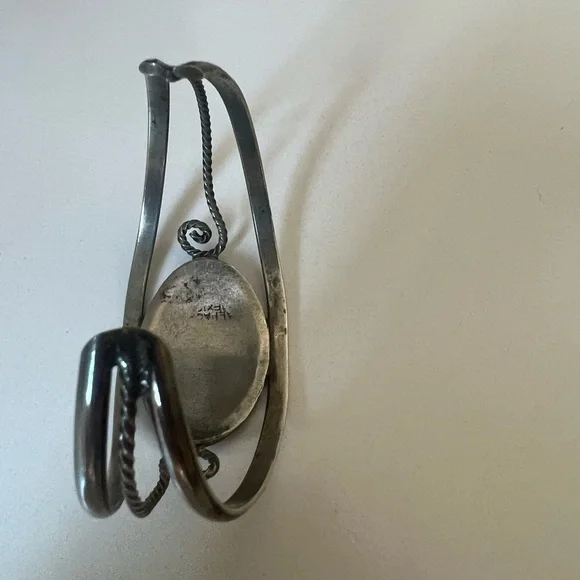 Silver Bracelet with Abalone Leafy design Cuff - Picture 6 of 13